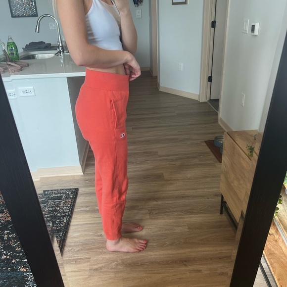 Coral/Orange Champion Sweatpants Super High Rise - Picture 3 of 6